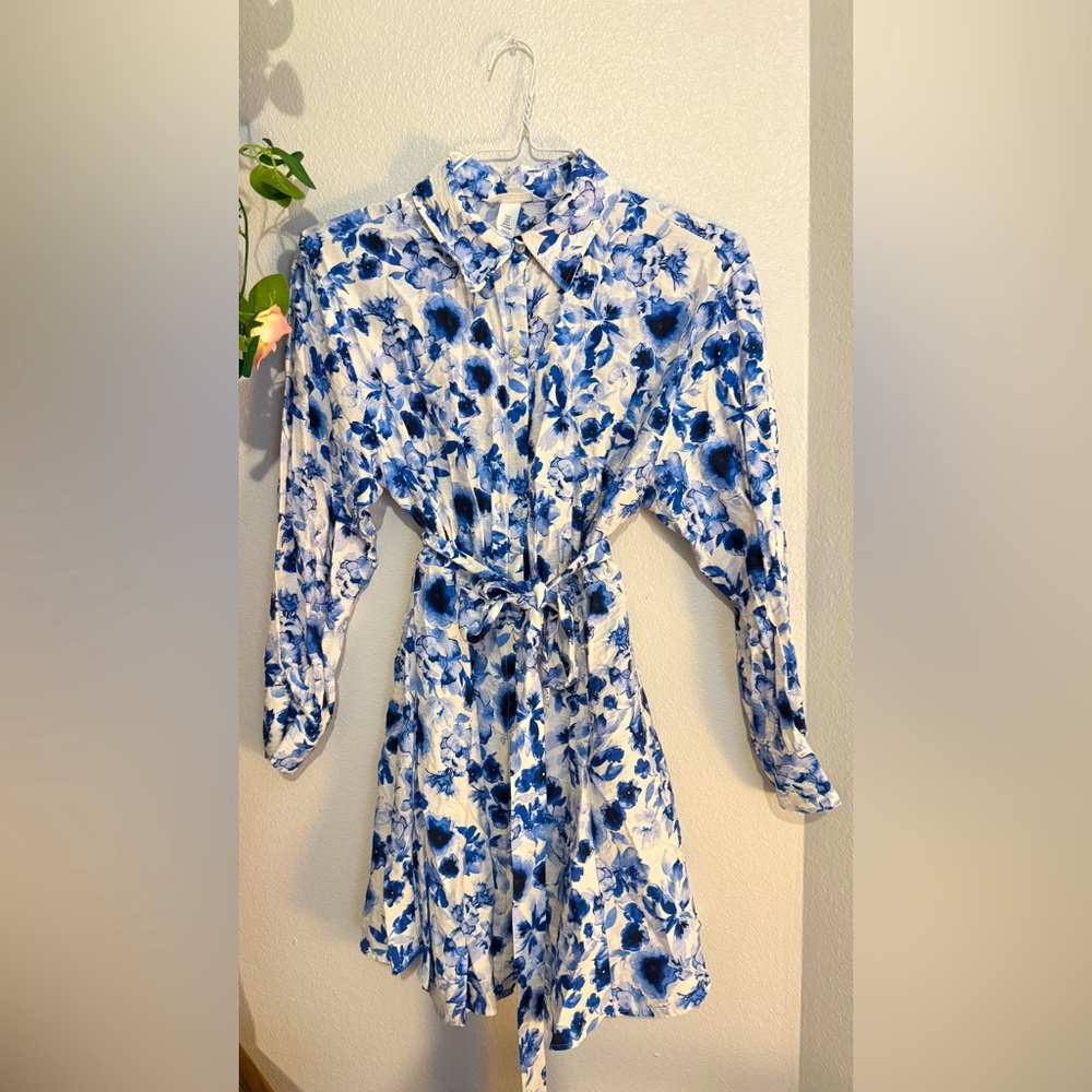 Floral Blue and White Dress